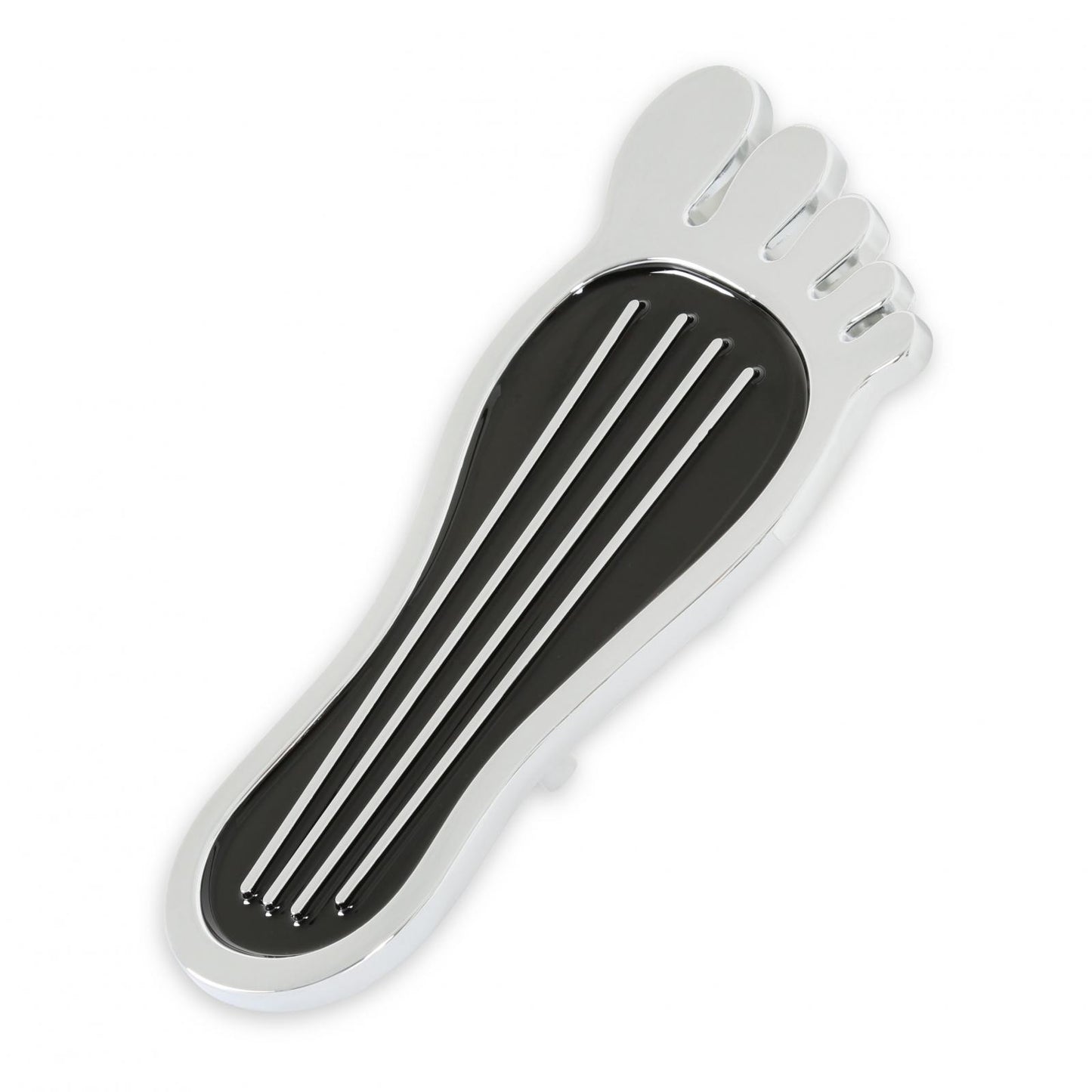 Foot Print Gas Pedal Pad Aluminum Chrome & Painted Black Trim Fits Most Gas Pedals Mr Gasket-3