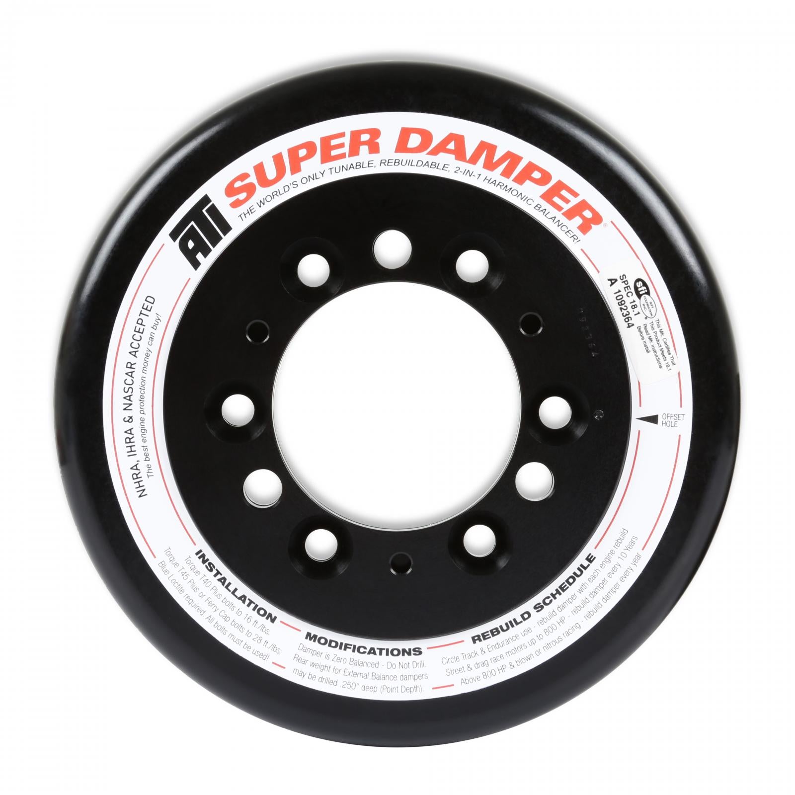 Replacement Damper Fits Mid-Mount Accessory Drive for Gen III Hemi with SFI Certified Damper Non VVT Holley-3