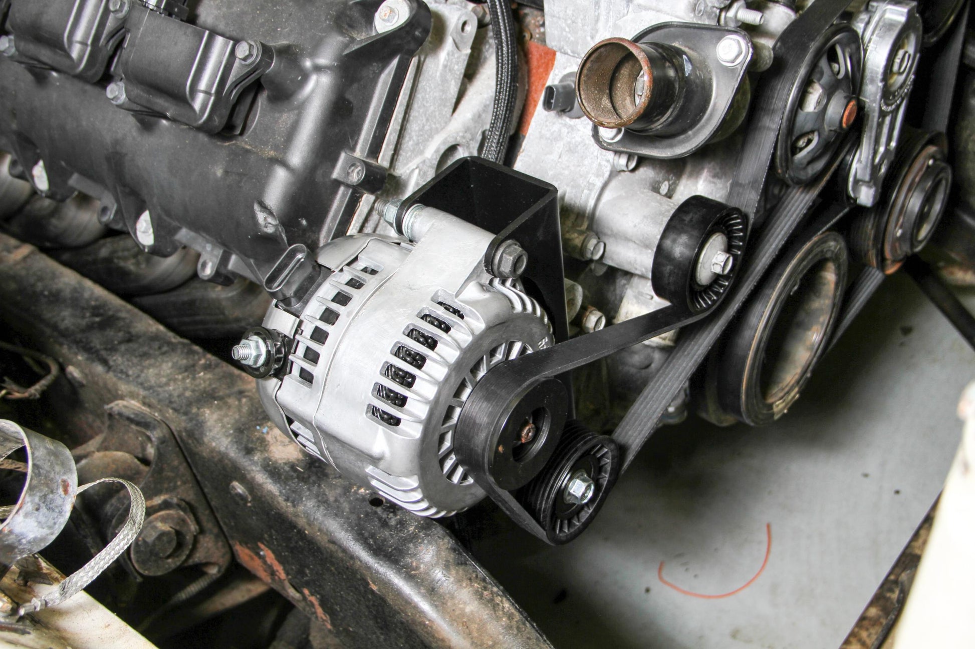 Gen III Hemi Alternator Relocation Bracket Fits Alternator Moves Alternator Inward for Extra Clearance on Right Side of Engine Use with Small & Short Alternator 197-302 or 197-303 Holley-13
