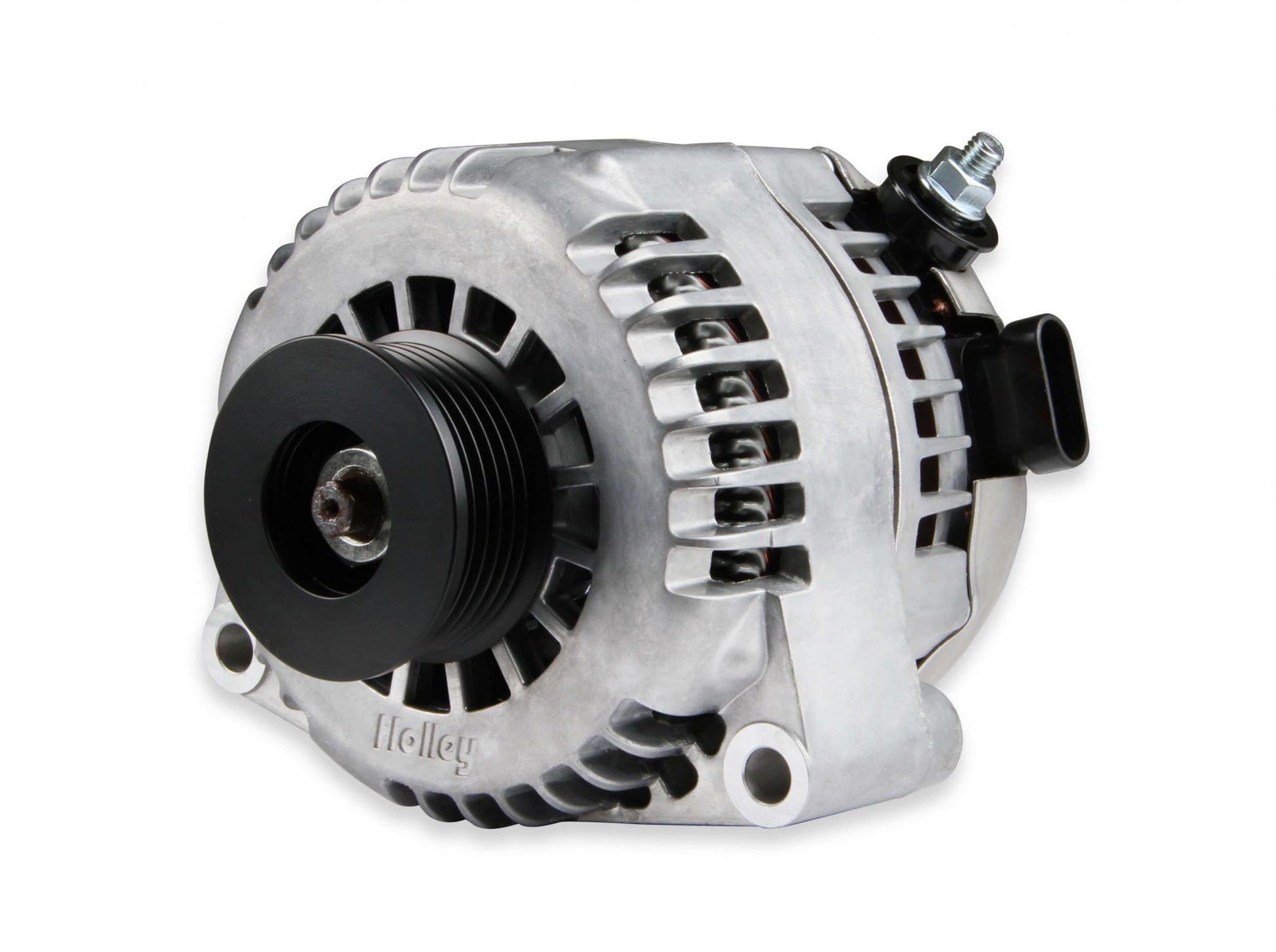 Gen III Hemi Alternator Relocation Kit W/ Alternator Moves Alternator Inward for Extra Clearance on Right Side of Engine Includes Alternator 197-302 (150 Amp Output) Black Brackets & Natural Aluminum Alternator Holley-13