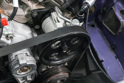 Power Steering Kit for Gen III Hemi Swaps Late Car Low Pressure Power Steering Kit W/ Saginaw Type II Pump, Mounting Bracket, and Pulley Fits 2014 & Up Gen III Hemi Engines (5.7L and 6.4L) Fits Engines with 4.82 Damper Spacing (see Drawing) Holley-6