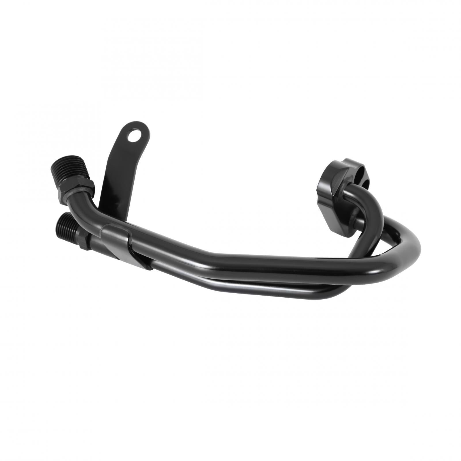 Line Adapter Manifold for SD7 A/C Compressor SBF, Driver Side Exit Line Adapter for SD7 A/C Compressor, Driver-Side Exit, Black Holley-1