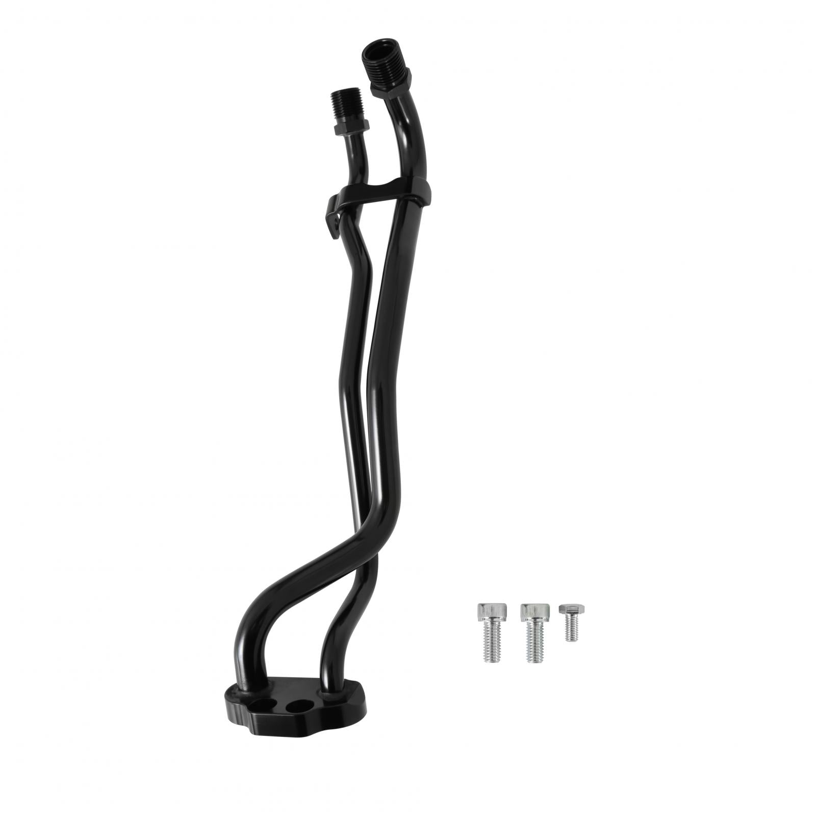 Line Adapter Manifold for SD7 A/C Compressor SBF, Passenger Side Exit Line Adapter for SD7 A/C Compressor, Passenger-Side Exit, Black Holley