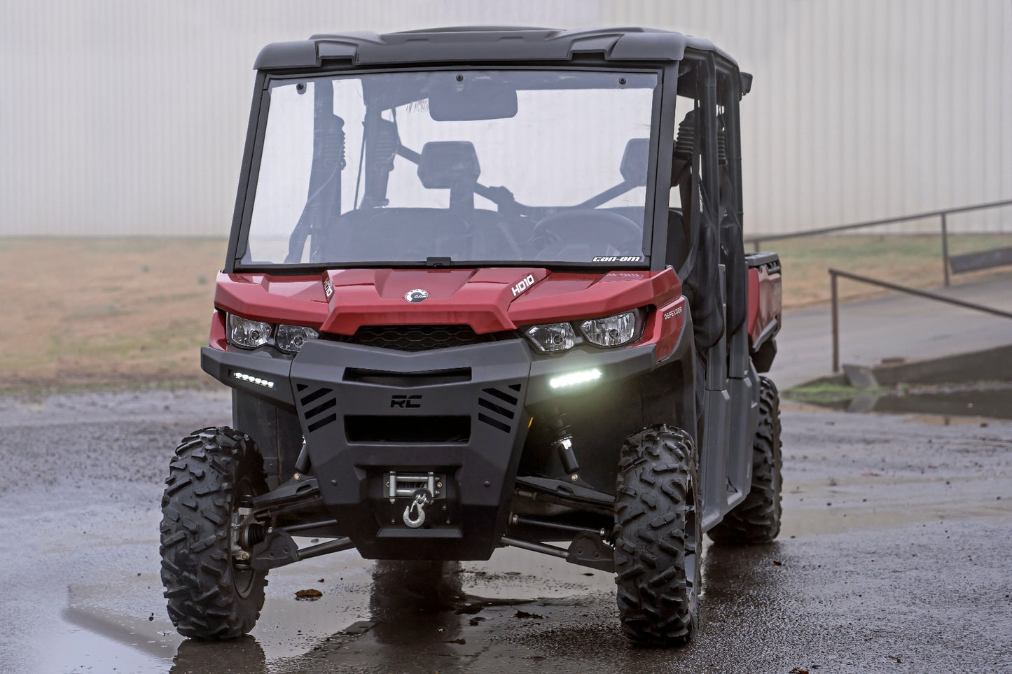 Rough Country 16-19 Can-Am Defender Front Bumper w/ 6 Inch and 12 Inch LEDs Rough Country