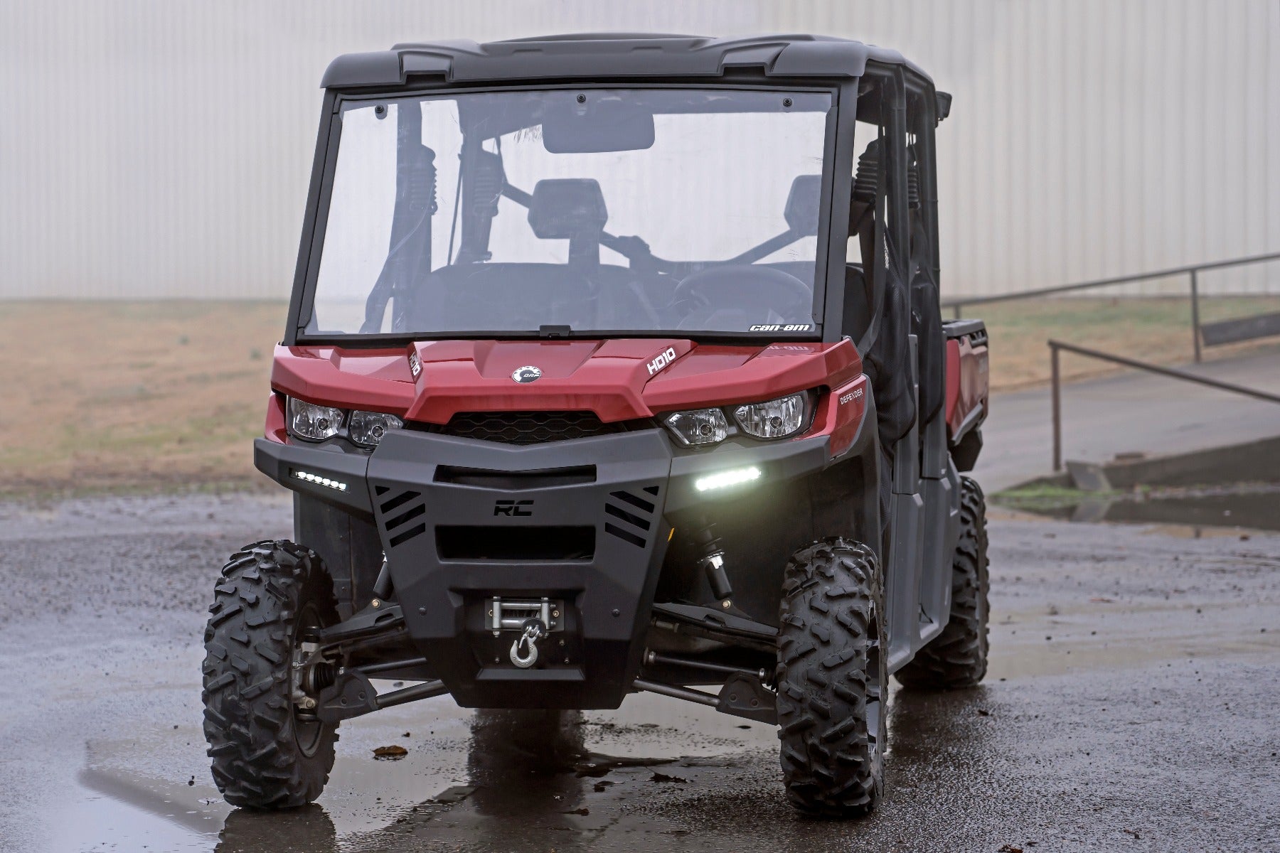 Rough Country 16-19 Can-Am Defender Front Bumper w/ 6 Inch and 12 Inch LEDs Rough Country