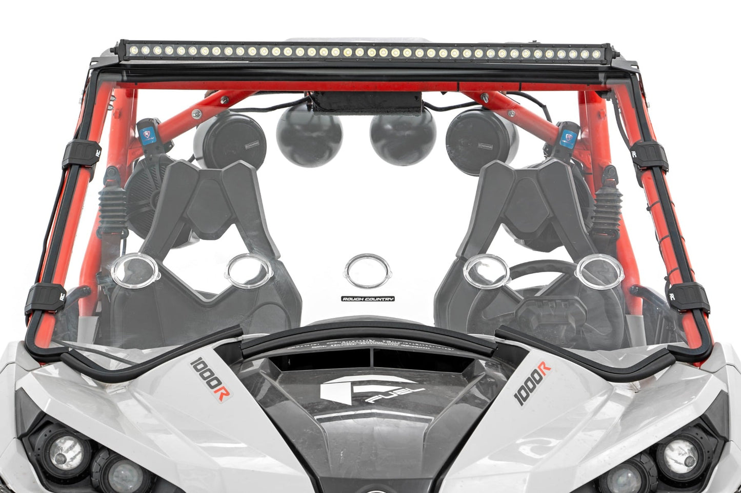 LED Light Kit Front Mount 40 Inch Black Dual Row Amber DRL Can-Am Commander Max Rough Country-1