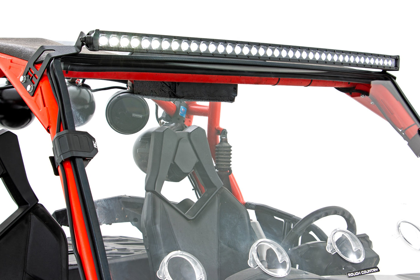 LED Light Kit Front Mount 40 Inch Black Single Row Can-Am Commander Max 1000 Rough Country-4