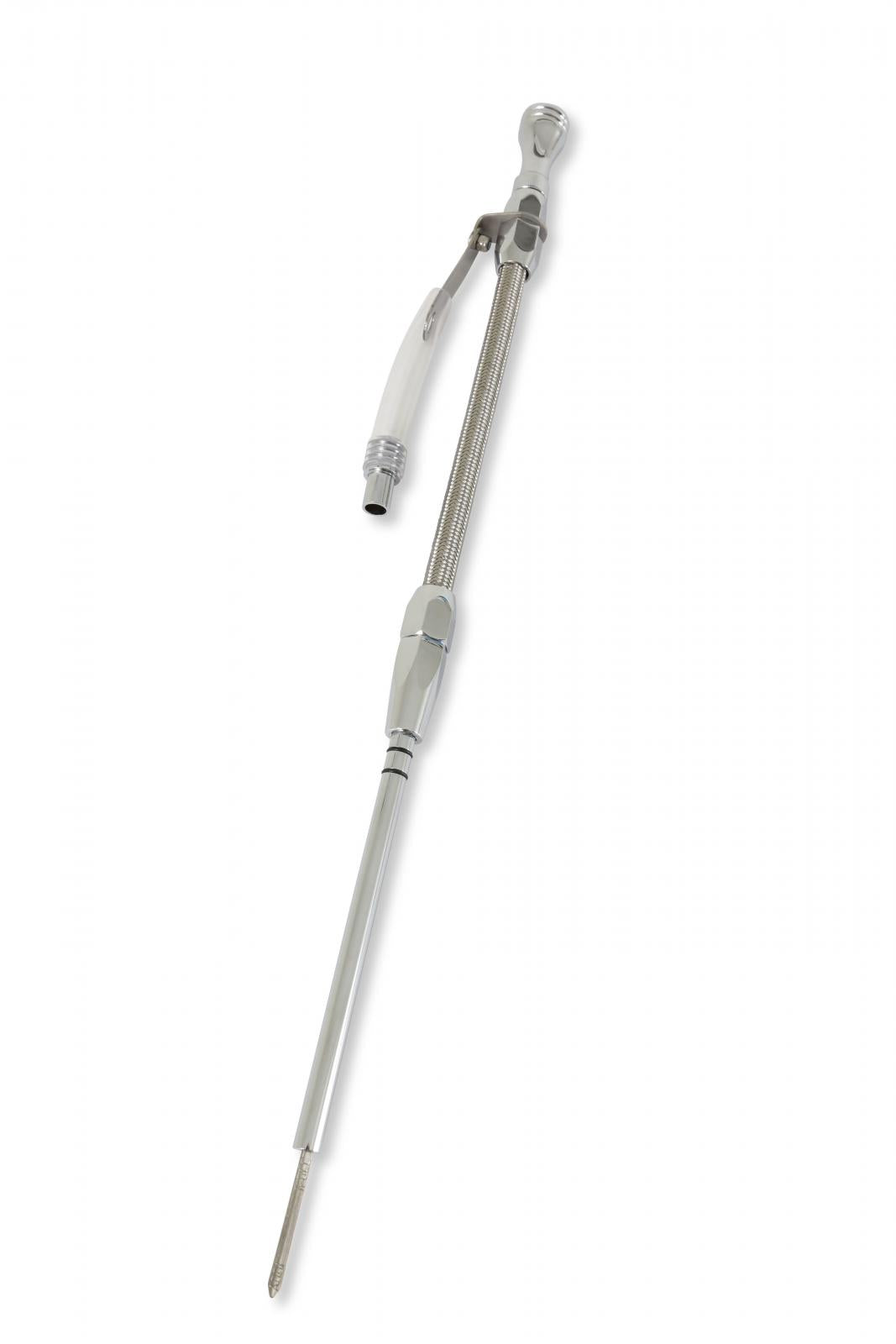 Engine Oil Dipstick & Tube Braided Stainless Steel Fits 1980-1985 Chevrolet 305-350 Small Block Mr Gasket-1