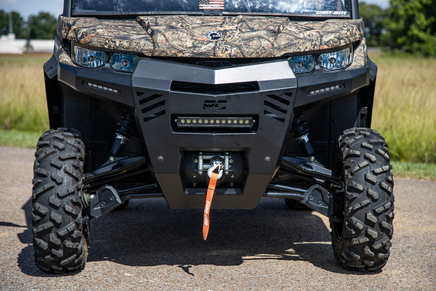 Front Bumper with 6 Inch Black Slimline LED Pair 16-22 Can-Am Defender Rough Country-1