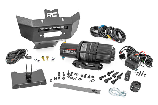 Rough Country Winch Bumper 4500-Lb Winch Black Series LED 6 Inch Light 13-21 Can-Am Renegade Rough Country