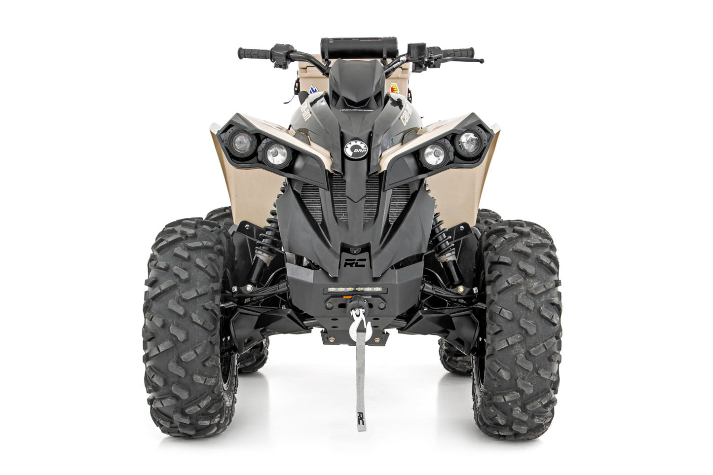 Winch Bumper 4500-Lb Winch Black Series LED 6 Inch Light Can-Am Renegade 1000/Renegade 500 Rough Country-3