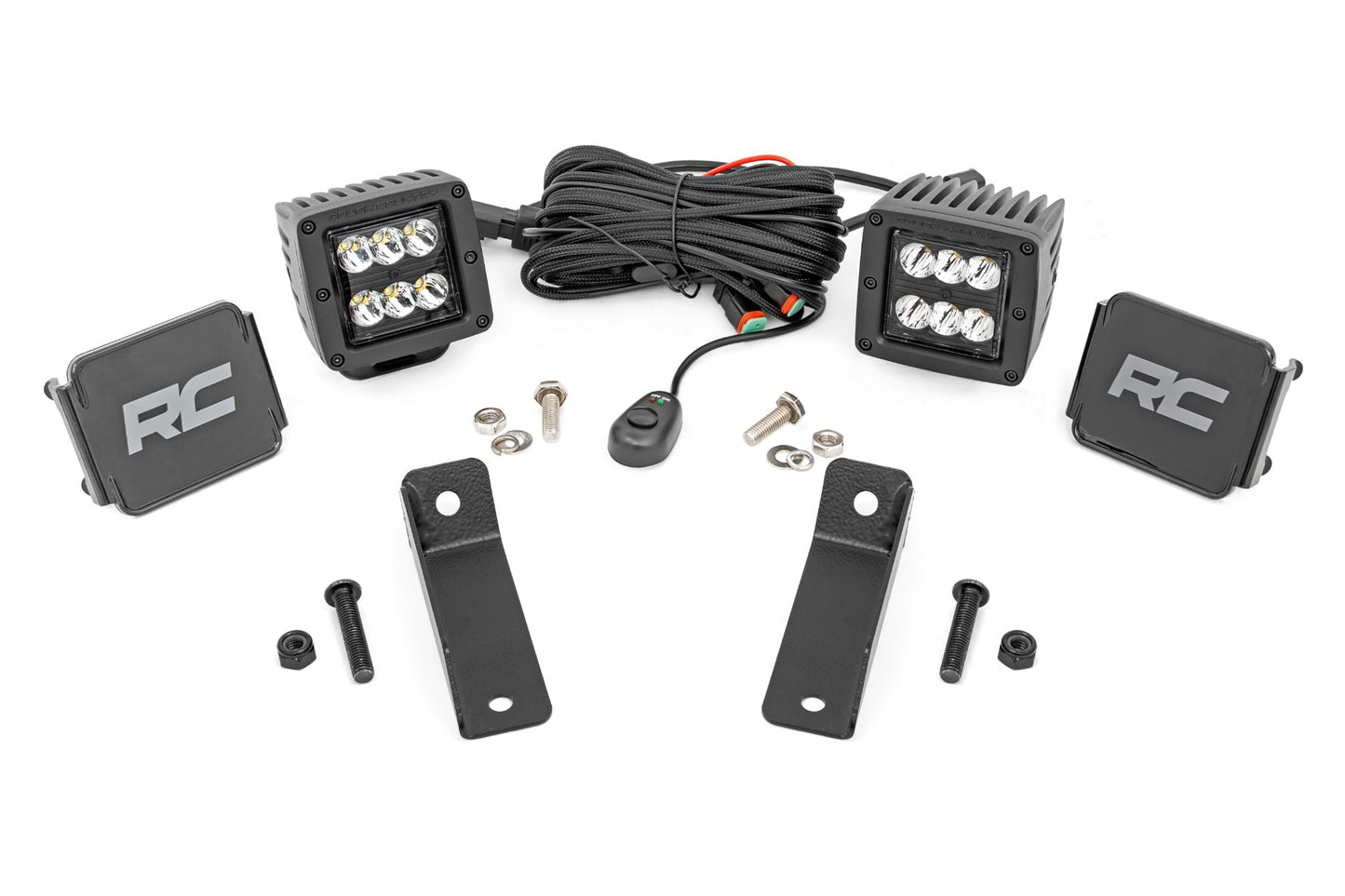 LED Light Kit Rear Mount 2 Inch Black Pair Spot Can-Am Maverick Sport 1000R Rough Country