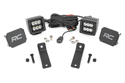 LED Light Kit Rear Mount 2 Inch Black Pair Flood Can-Am Maverick Sport 1000R Rough Country