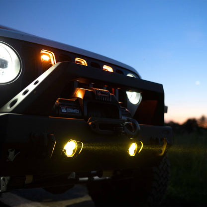 KC Flex Era 3 LED DM SAE Fog 2- Light Master Kit 10-24 Jeep JK JL JT Aftermarket KC Hilites-12