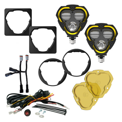 KC Flex Era 3 LED DM SAE Fog 2- Light Master Kit 10-24 Jeep JK JL JT Aftermarket KC Hilites-34