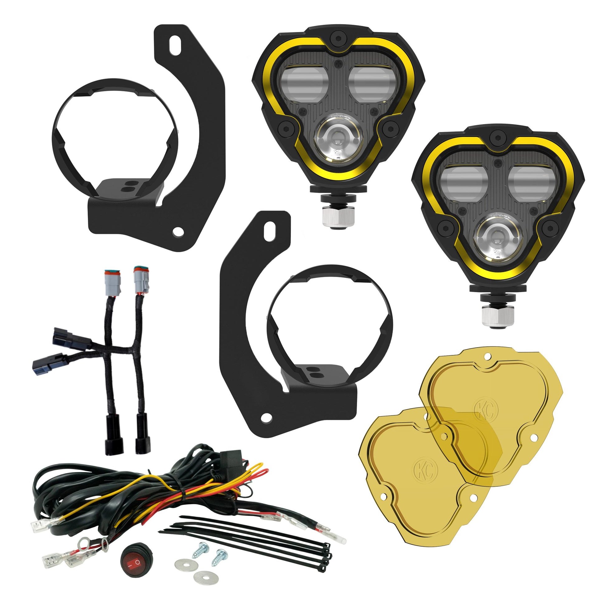 KC Flex Era 3 LED DM SAE Fog 2- Light Master Kit 10-24 Jeep JK JL JT Winch Bumper KC Hilites