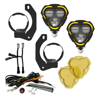 KC Flex Era 3 LED DM SAE Fog 2- Light Master Kit 10-24 Jeep JK JL JT Winch Bumper KC Hilites-27