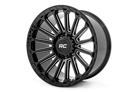 Rough Country 97 Series Wheel One-Piece Gloss Black 22x10 8x6.5 -19mm Rough Country