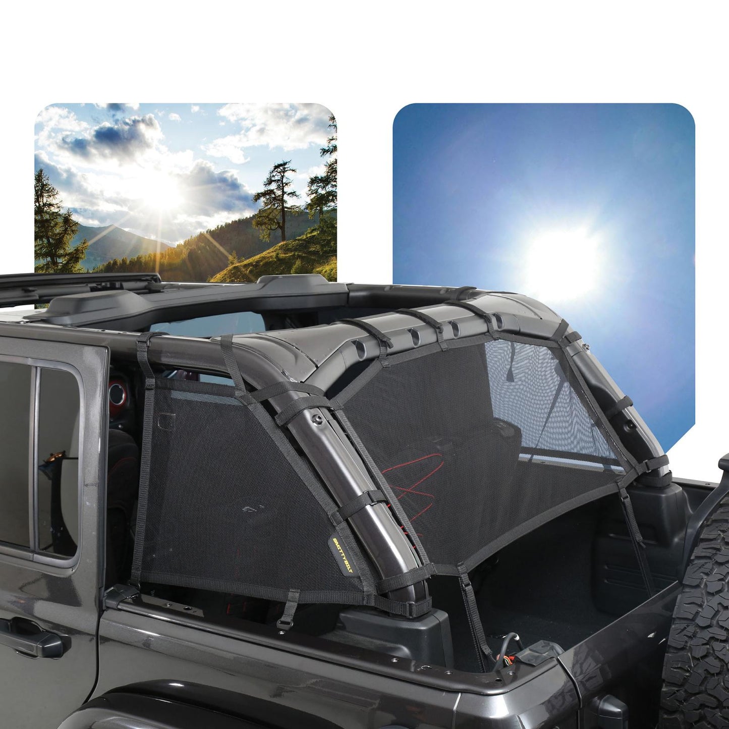Cloak Extended Mesh Top Sides/Rear 2018-2020 Jeep Wrangler 4 Doors JL/JK/JT Smittybilt