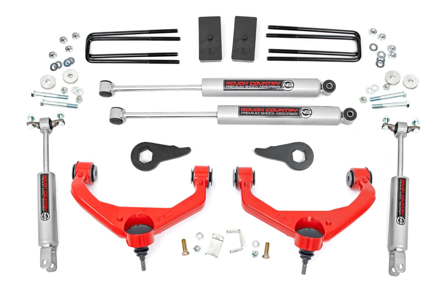 3.5 Inch Lift Kit w/ Overloads Red Silverado/Sierra 2500HD/3500HD (11-19) Rough Country