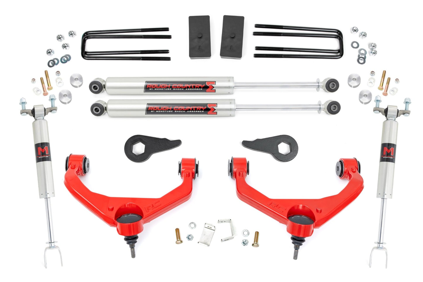 3.5 Inch Lift Kit M1 w/ Overloads Red Silverado/Sierra 2500HD/3500HD (11-19) Rough Country