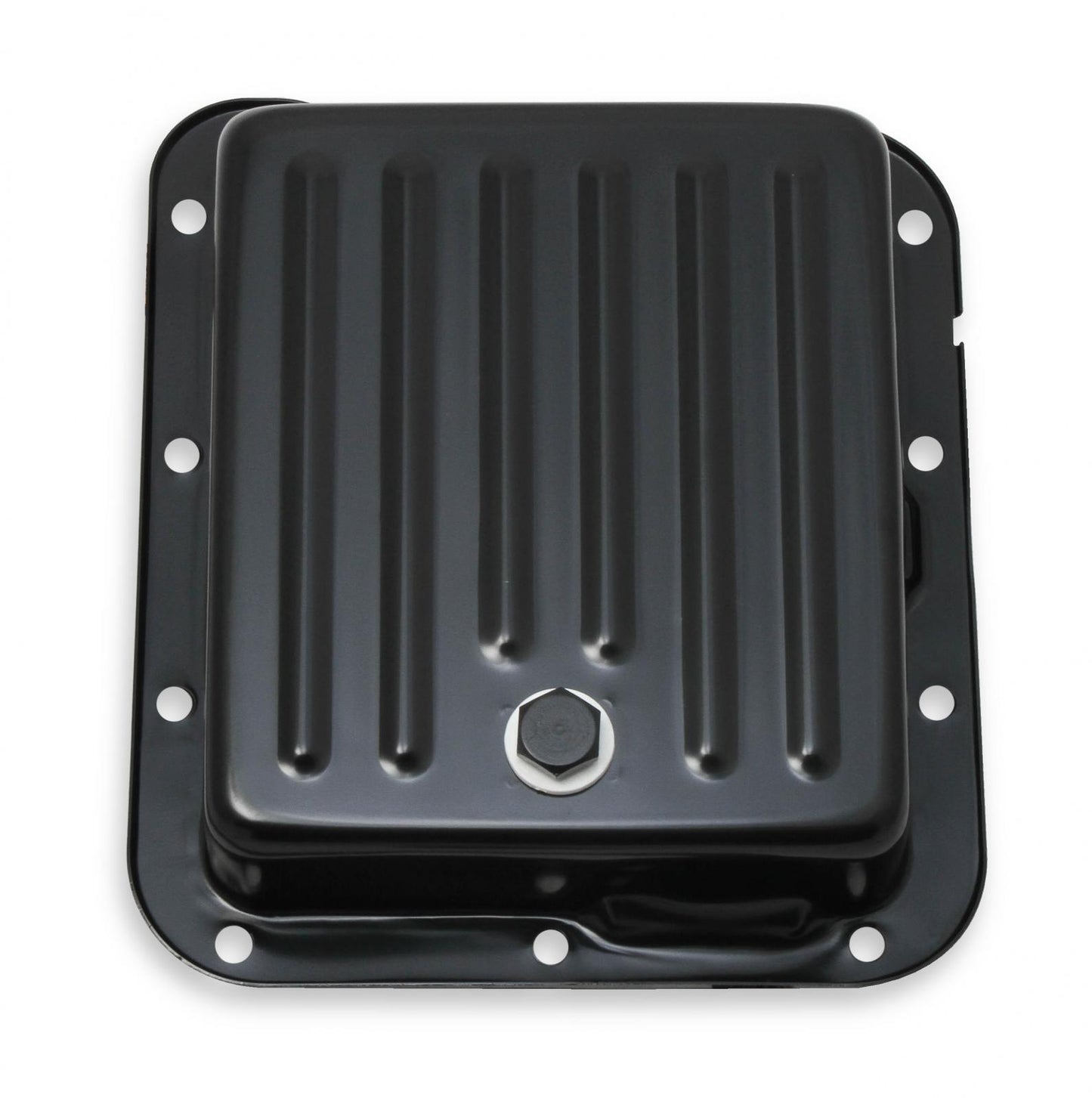 Transmission Oil Pan Black Steel Fits Ford C4 case-filled. Stock Depth and Capacity Finned Design Mr Gasket-2