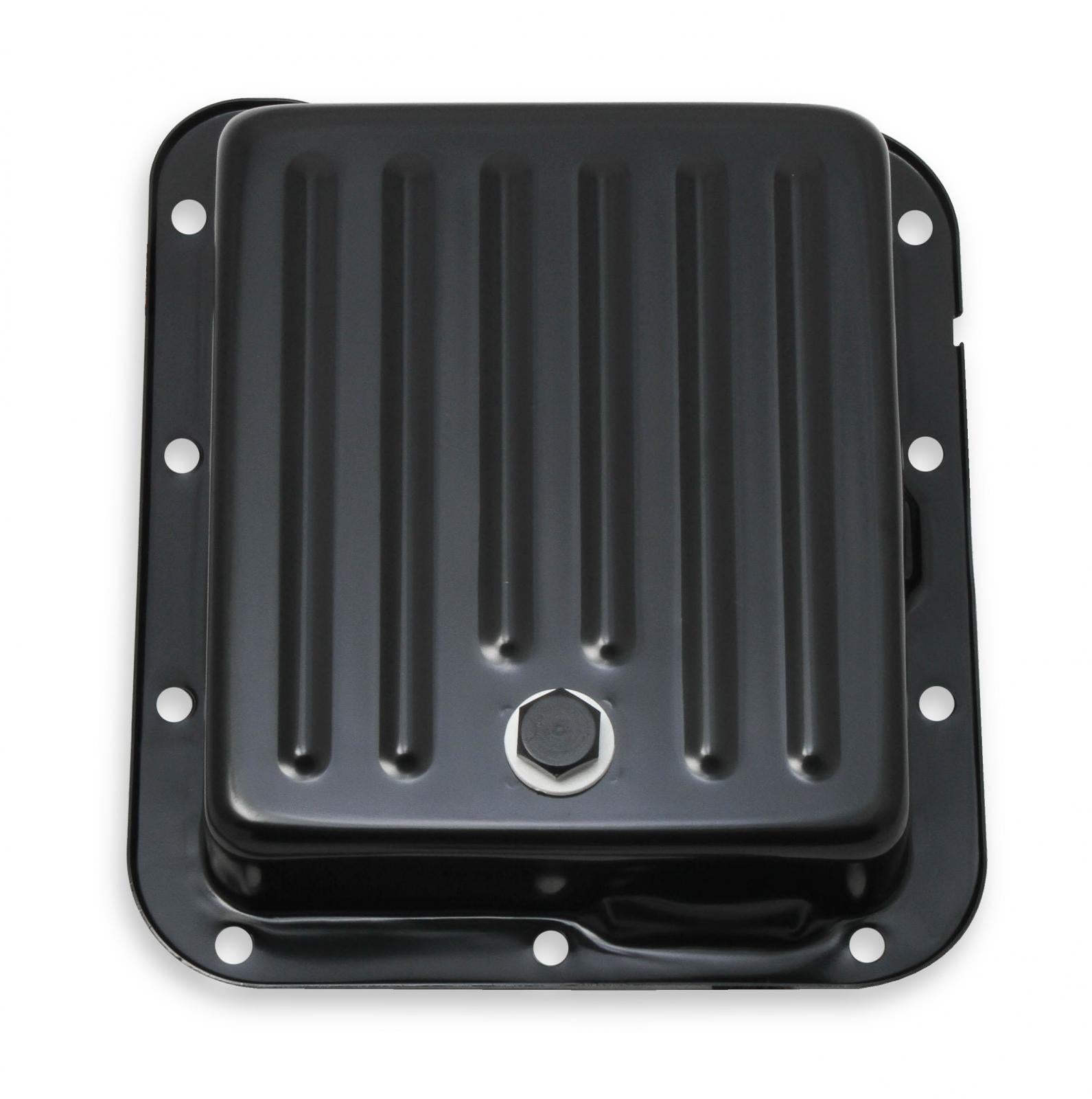 Transmission Oil Pan Black Steel Fits Ford C4 case-filled. Stock Depth and Capacity Finned Design Mr Gasket-2