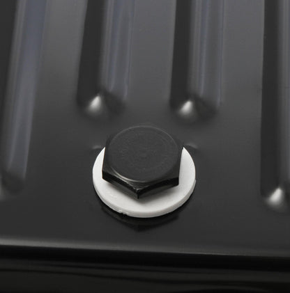 Transmission Oil Pan Black Steel Fits Ford C4 case-filled. Stock Depth and Capacity Finned Design Mr Gasket-3