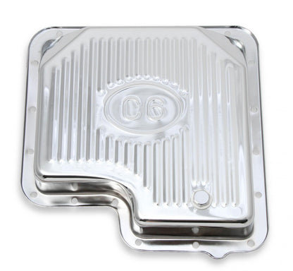 Transmission Oil Pan Chrome Fits Ford C6 Stock Depth and Capacity Finned Design Mr Gasket-2