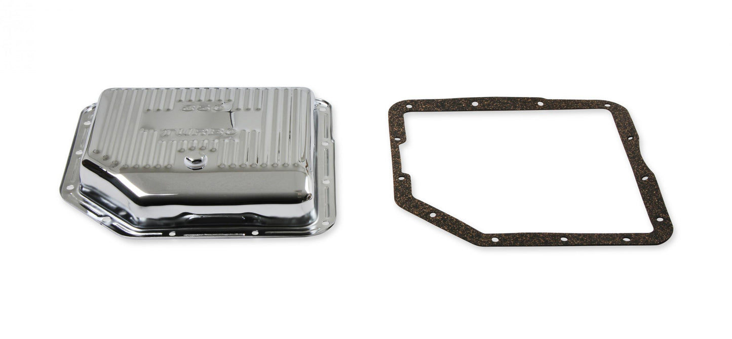 Transmission Oil Pan Chrome Fits GM TH350 Stock Depth and Capacity Finned Design Mr Gasket-1