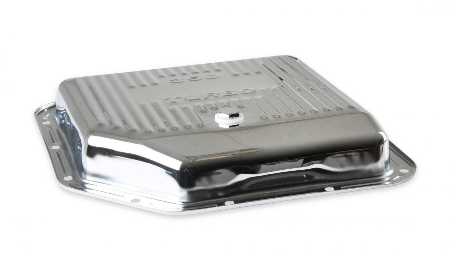Transmission Oil Pan Chrome Fits GM TH350 Stock Depth and Capacity Finned Design Mr Gasket-4