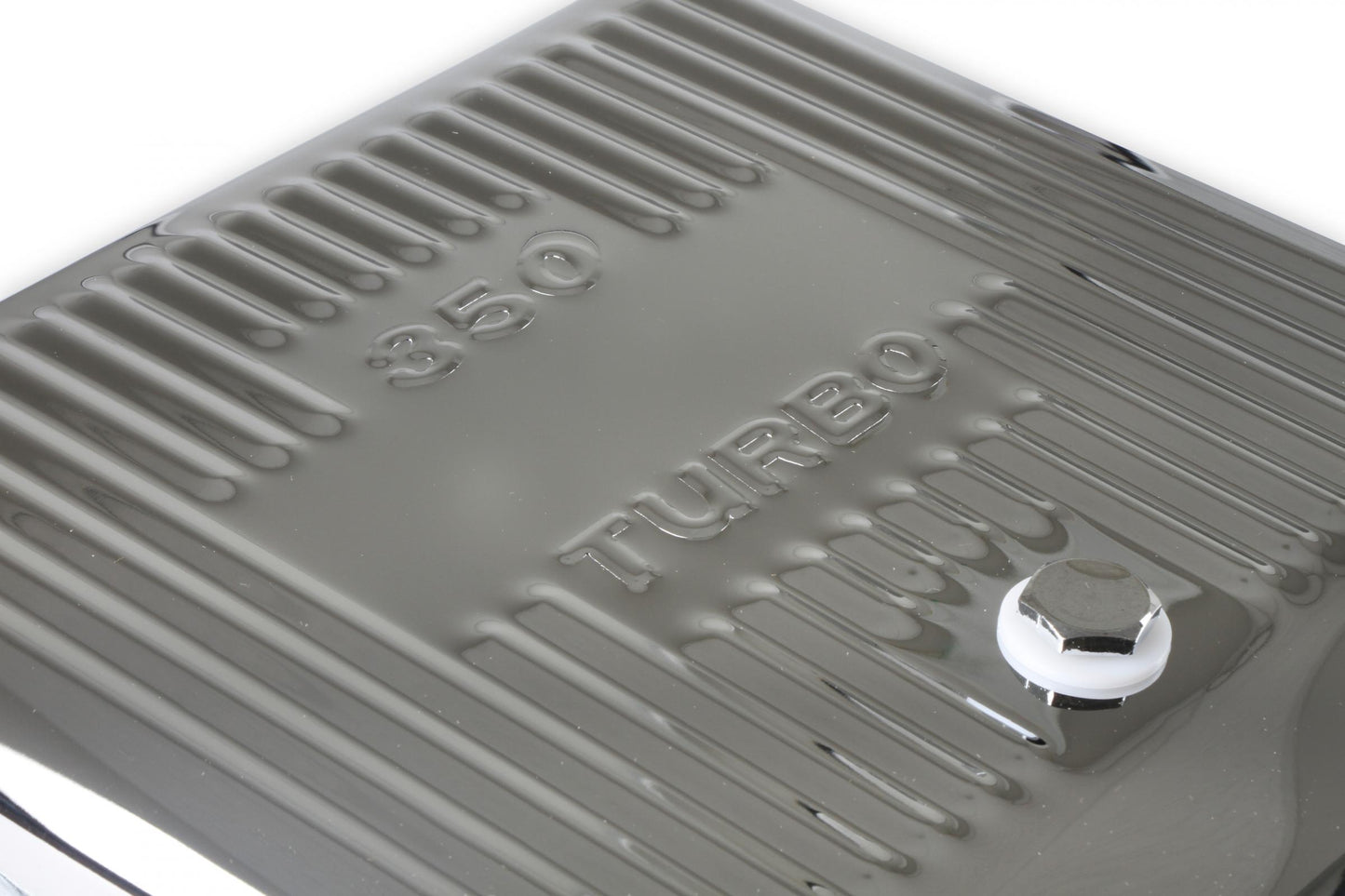 Transmission Oil Pan Chrome Fits GM TH350 Stock Depth and Capacity Finned Design Mr Gasket-5
