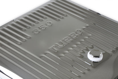 Transmission Oil Pan Chrome Fits GM TH350 Stock Depth and Capacity Finned Design Mr Gasket-5