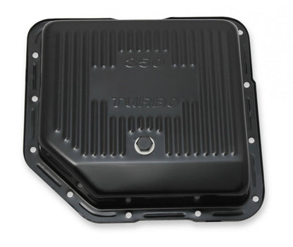 Transmission Oil Pan Black Steel Fits GM TH350 Stock Depth and Capacity Finned Design Mr Gasket-2