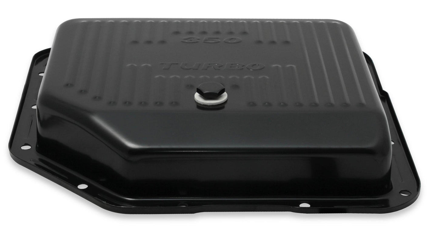 Transmission Oil Pan Black Steel Fits GM TH350 Stock Depth and Capacity Finned Design Mr Gasket-5