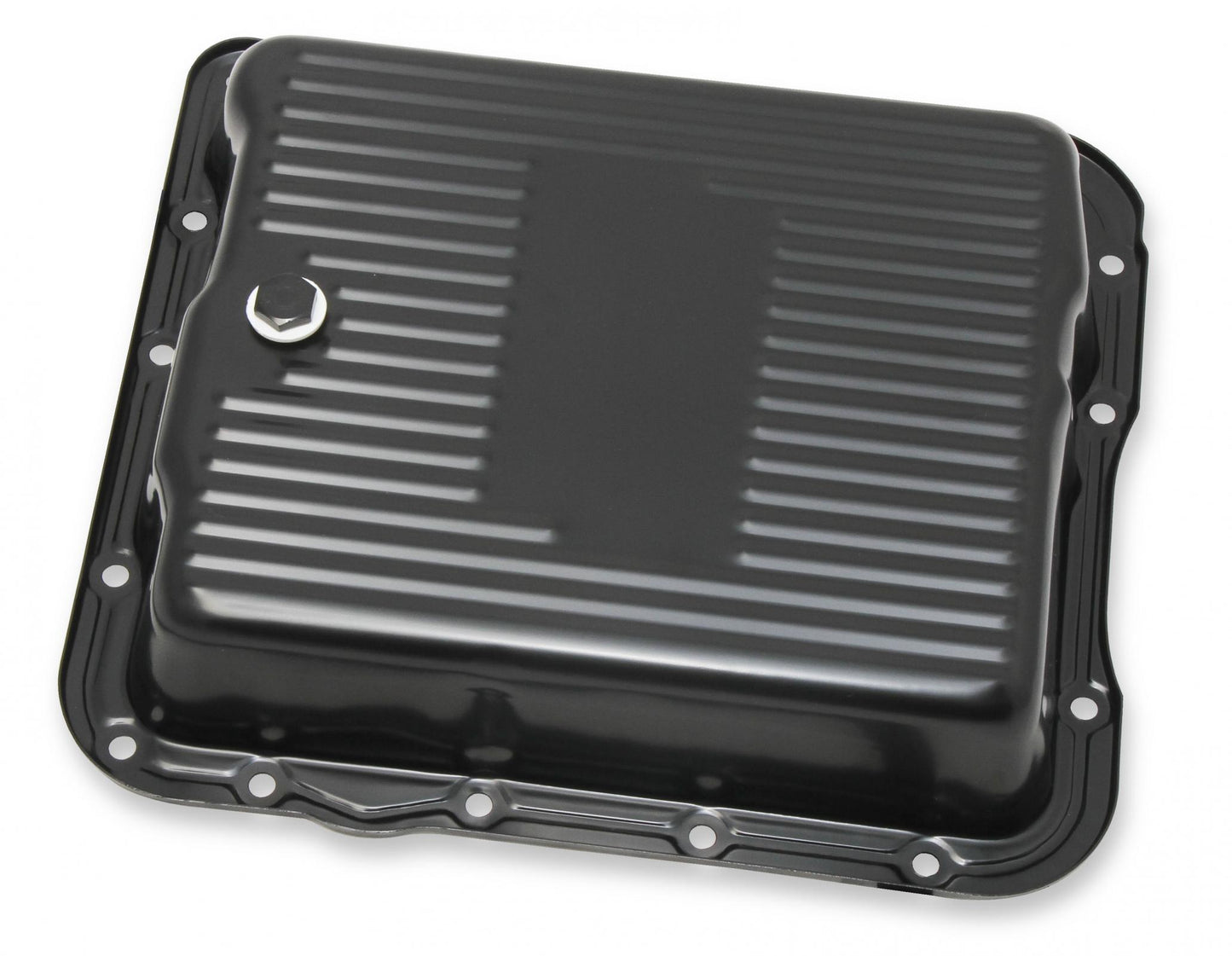Transmission Oil Pan Black Steel Fits GM TH700R4/4L60/4L60E Stock Depth and Capacity Finned Design Mr Gasket-2