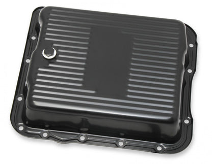 Transmission Oil Pan Black Steel Fits GM TH700R4/4L60/4L60E Stock Depth and Capacity Finned Design Mr Gasket-2