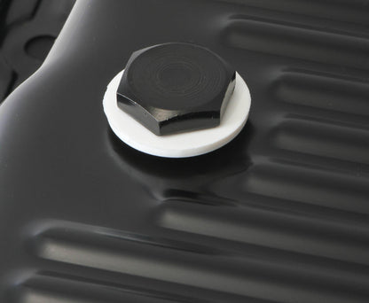 Transmission Oil Pan Black Steel Fits GM TH700R4/4L60/4L60E Stock Depth and Capacity Finned Design Mr Gasket-3