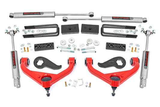 3 Inch Lift Kit w/ Overloads Red Silverado/Sierra 2500HD/3500HD (20-26) Rough Country
