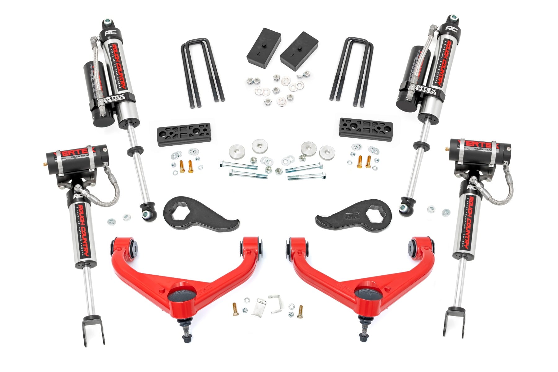 3 Inch Lift Kit Vertex w/ Overloads Red Silverado/Sierra 2500HD/3500HD (20-26) Rough Country