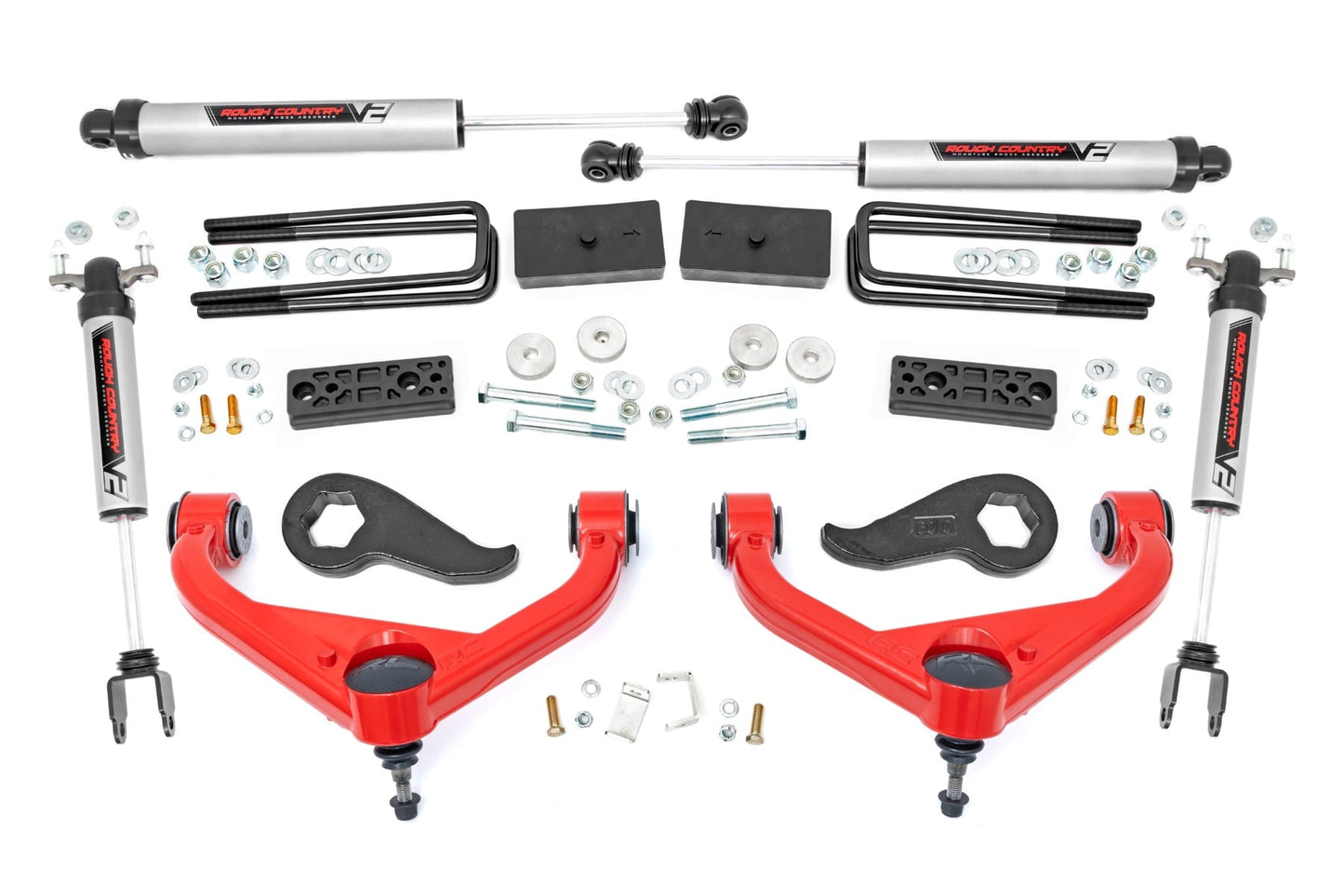 3 Inch Lift Kit UCAs V2 w/ Overloads Red Silverado/Sierra 2500HD/3500HD (20-26) Rough Country