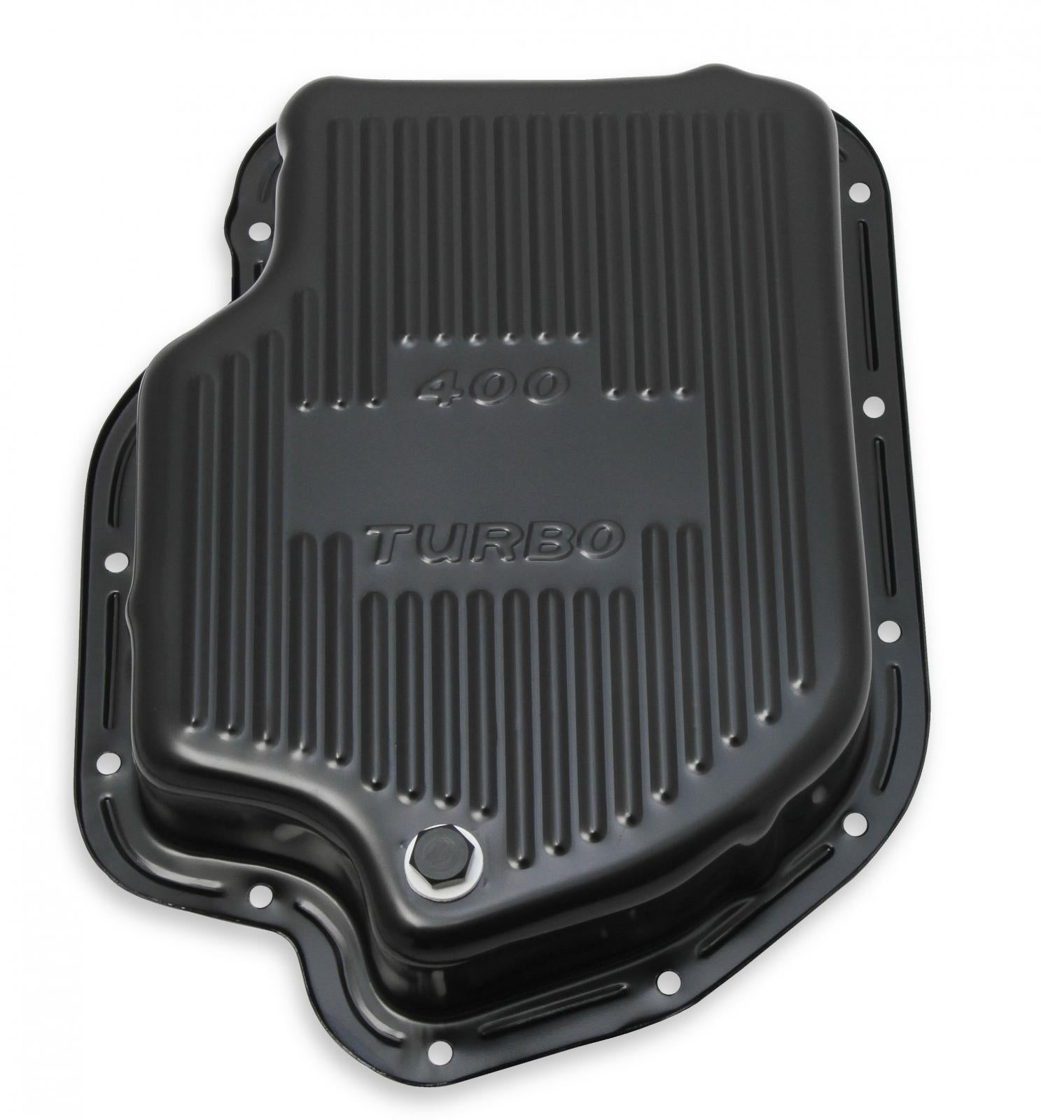 Transmission Oil Pan Black Steel Fits GM TH400 Deep pan 2 quart extra Capacity Finned Design Mr Gasket-2