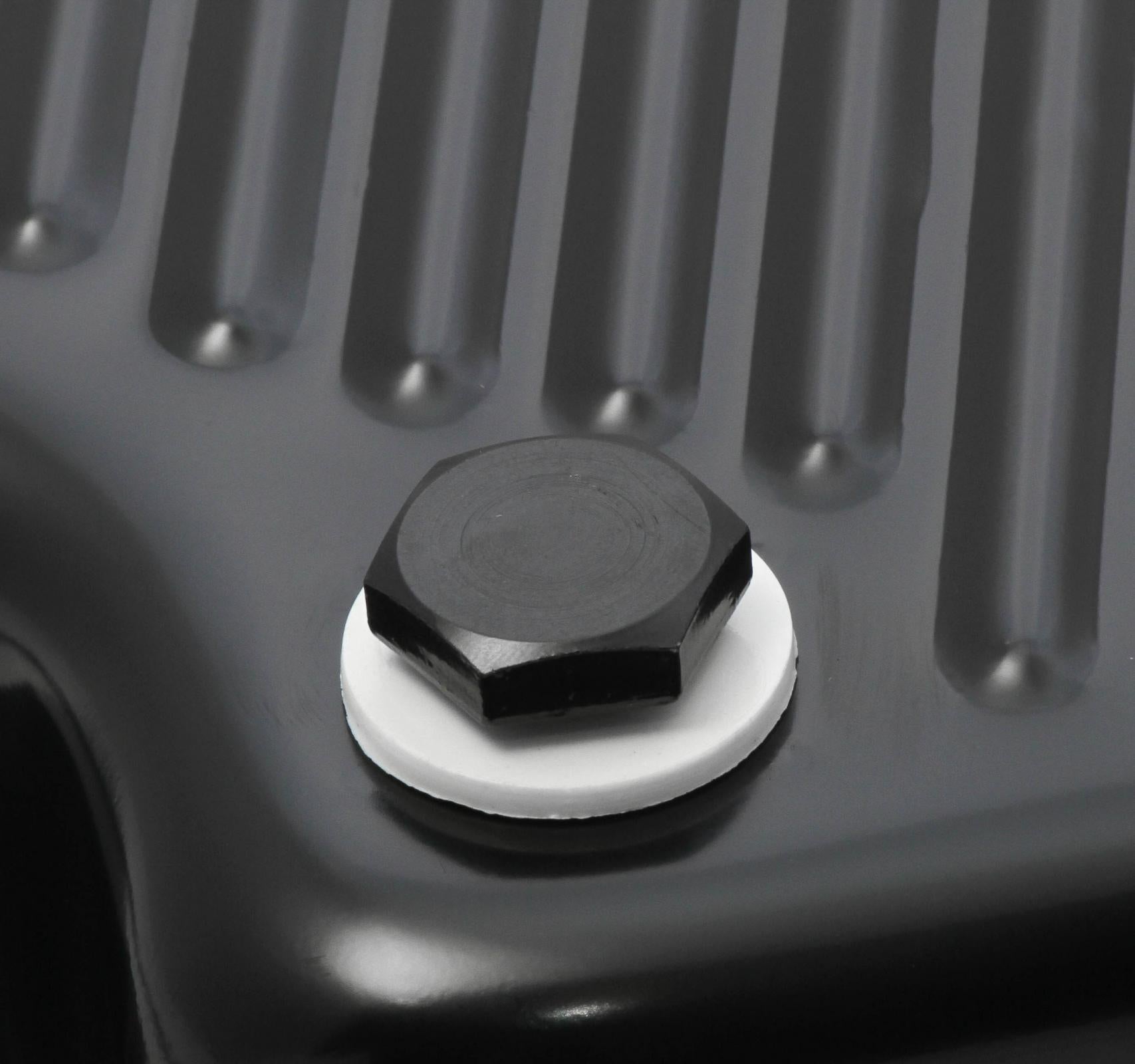 Transmission Oil Pan Black Steel Fits GM TH400 Deep pan 2 quart extra Capacity Finned Design Mr Gasket-3