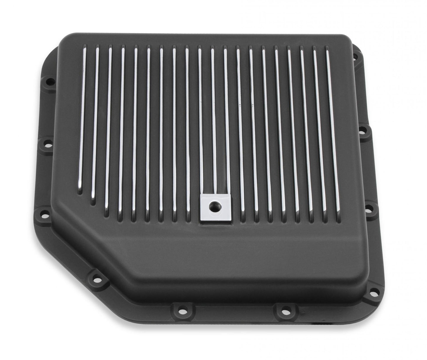 Transmission Oil Pan Black Aluminum Fits GM TH350 Stock Depth and Capacity Finned Design Mr Gasket-2