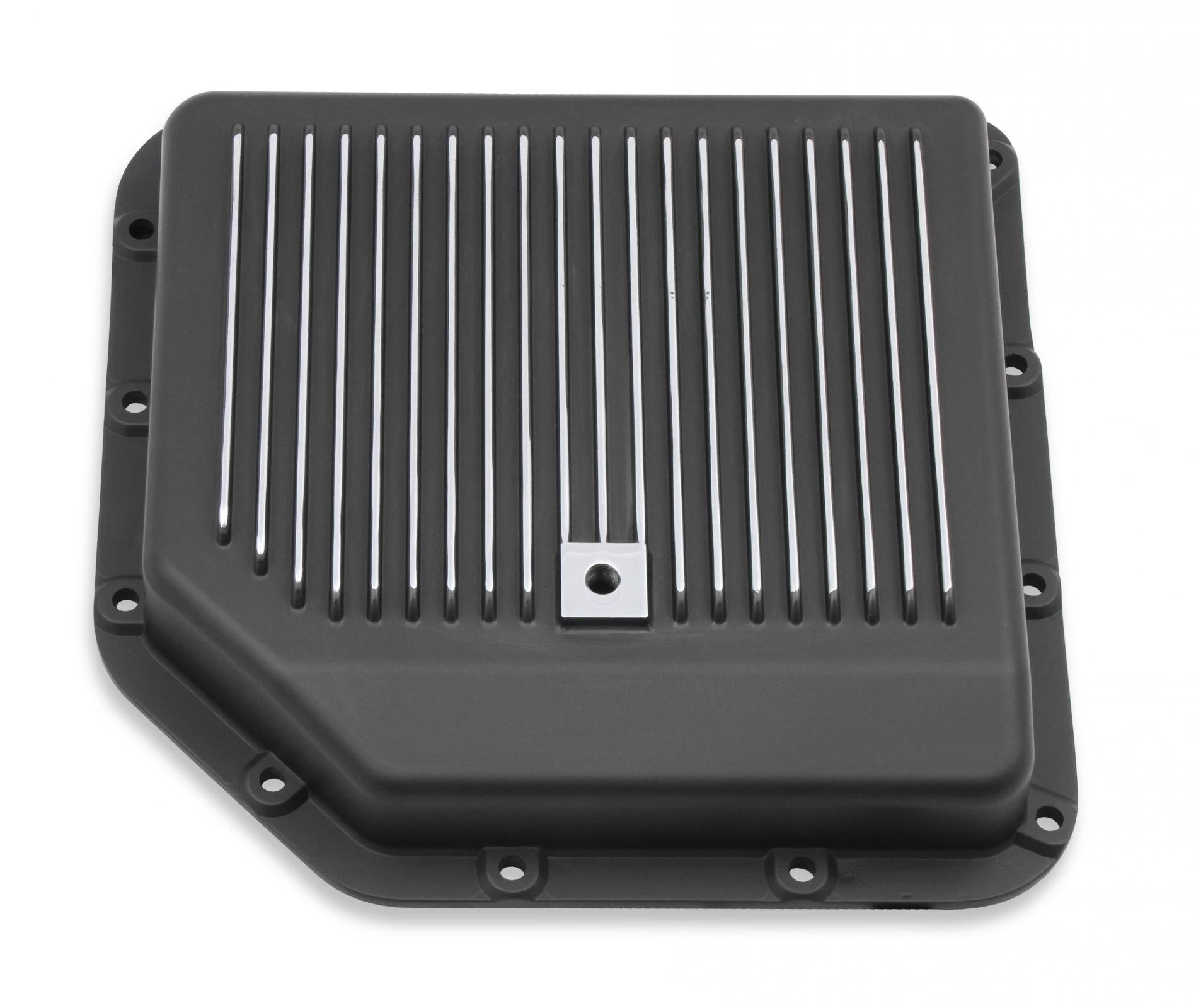 Transmission Oil Pan Black Aluminum Fits GM TH350 Stock Depth and Capacity Finned Design Mr Gasket-2