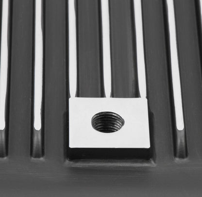 Transmission Oil Pan Black Aluminum Fits GM TH350 Stock Depth and Capacity Finned Design Mr Gasket-3
