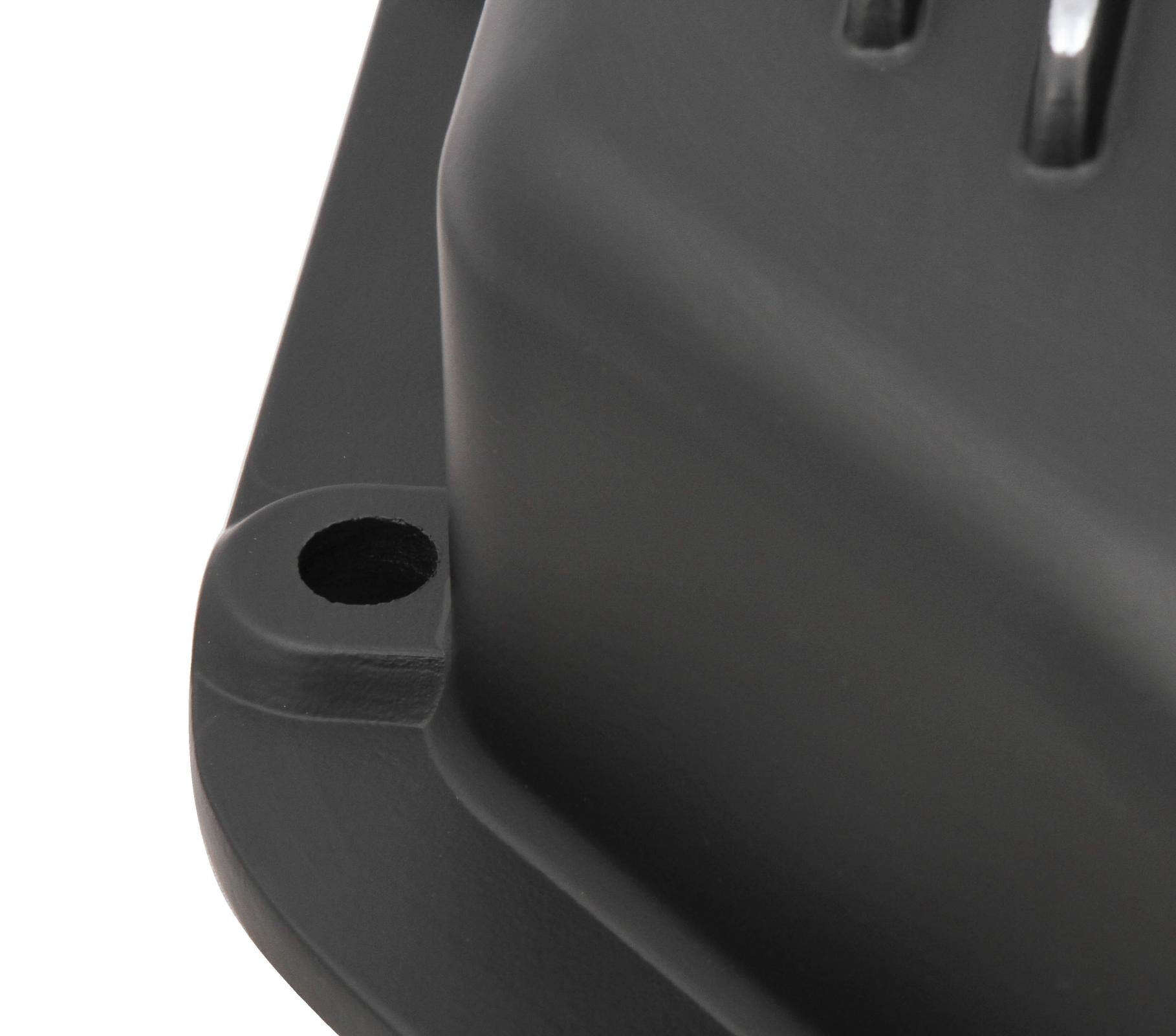 Transmission Oil Pan Black Aluminum Fits GM TH350 Stock Depth and Capacity Finned Design Mr Gasket-4