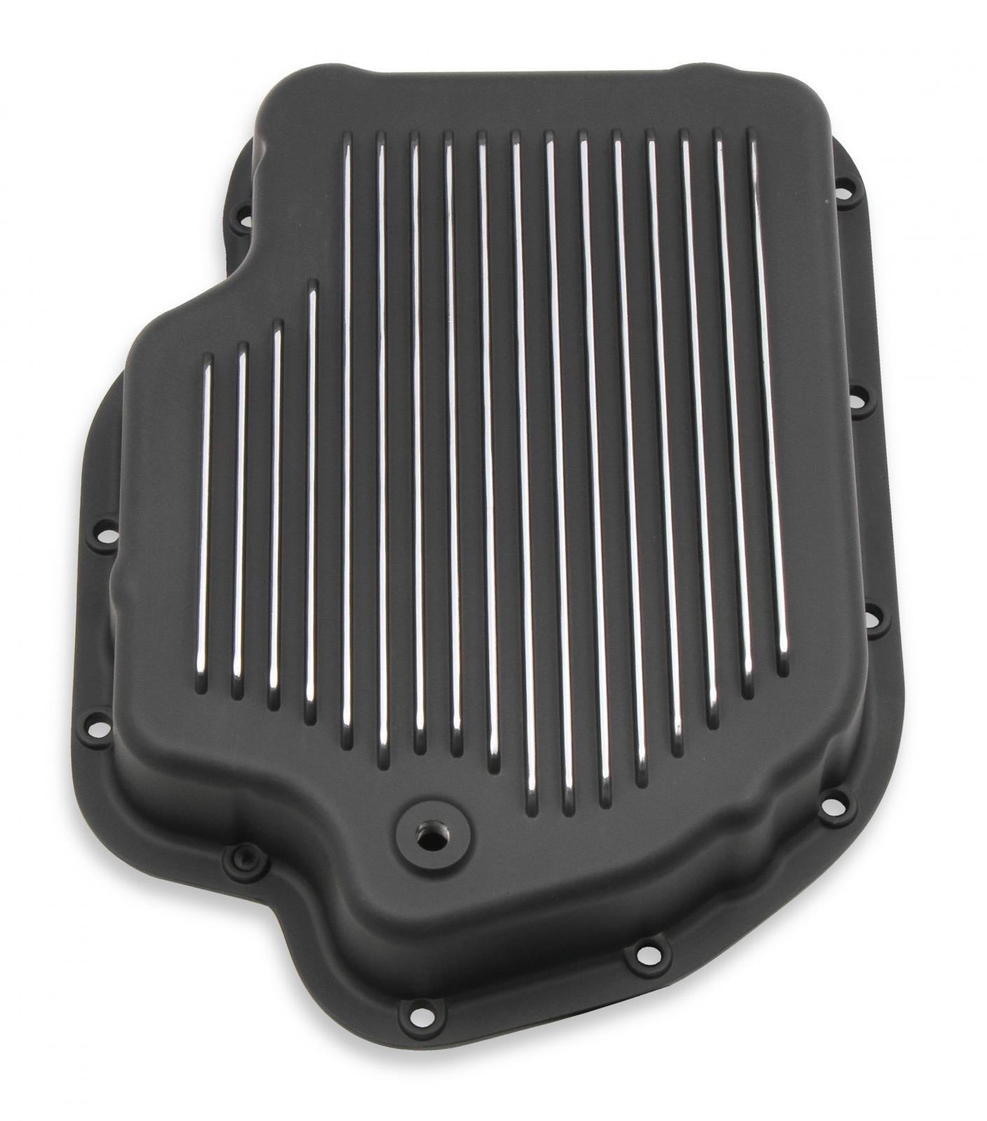 Transmission Oil Pan Black Aluminum Fits GM TH400 Stock Depth and Capacity Finned Design Mr Gasket-2