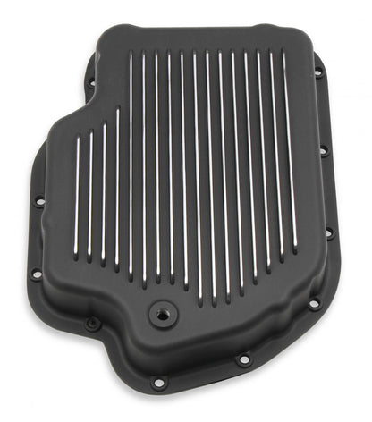 Transmission Oil Pan Black Aluminum Fits GM TH400 Stock Depth and Capacity Finned Design Mr Gasket-2