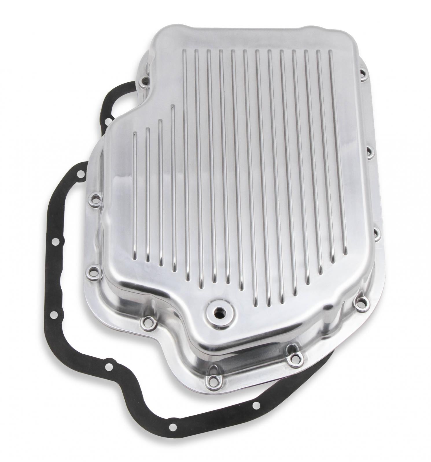 Transmission Oil Pan Polished Aluminum Fits GM TH400 Stock Depth and Capacity Finned Design Mr Gasket